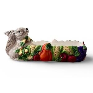 Vintage Ceramic Squirrel
Cracker Tray Nuts Thanksgiving
10.5" Rectangle by WCL